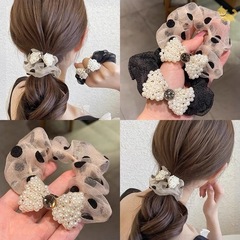 珍珠蝴蝶結大腸發圈復古法式頭繩女ins韓國網紅肥腸皮筋發繩髮飾