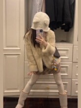 发财宅女同款中古貂仿水貂毛毛皮草长袖保暖外套冬短款