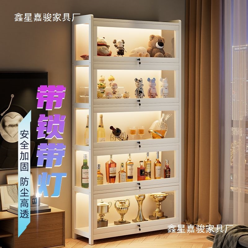 带灯带锁亚克力展示柜手办盲盒模型玩具奖杯多功能多层收纳陈列架