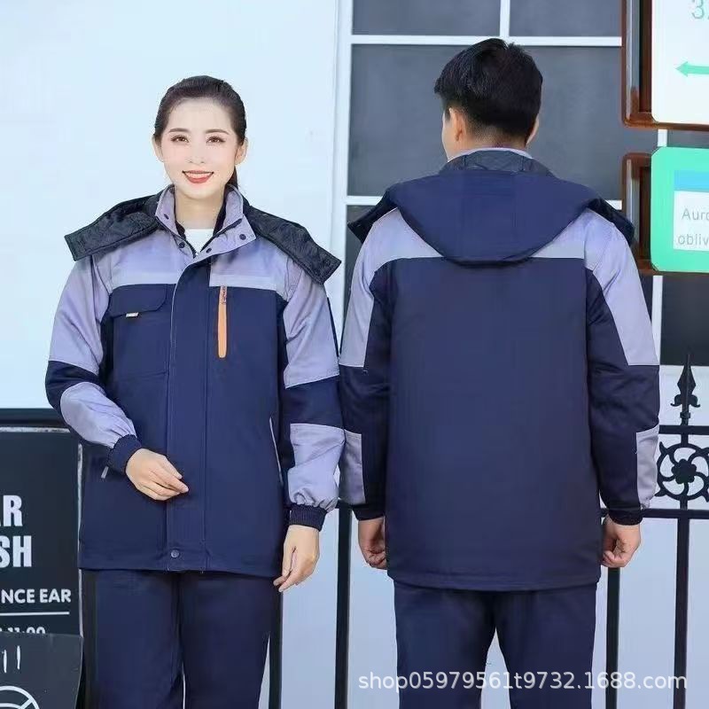 Invierno calentamiento reflectante ropa de trabajo de algodón ropa de algodón media y larga ropa de trabajo de protección contra el frío ropa de trabajo chaqueta de algodón mayorista