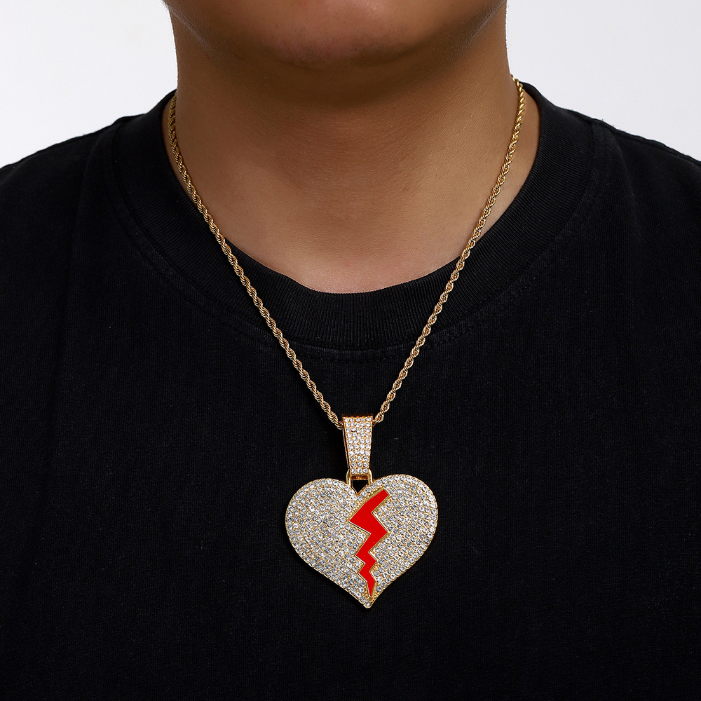 Calle Hip-Hop personalidad rompió rompiendo amor colgante cadena HIPHOP 15mm hebilla de reloj cadena cubana hombre