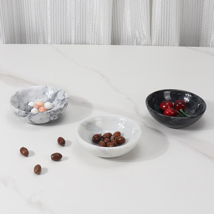 Nordic Light Luxury Ins White Marble Bowl Wedding Party Desktop Dried Fruit Snacks Dessert Snack Tray Wholesale