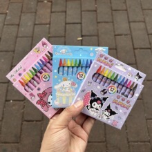 三丽鸥小学生12色小蜡笔幼儿园小礼品绘画涂鸦儿童蜡笔史迪仔