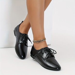 E 14949 Lace-up Low Heel Flats Ӣ���Lϵ��СƤЬ �羳�W��