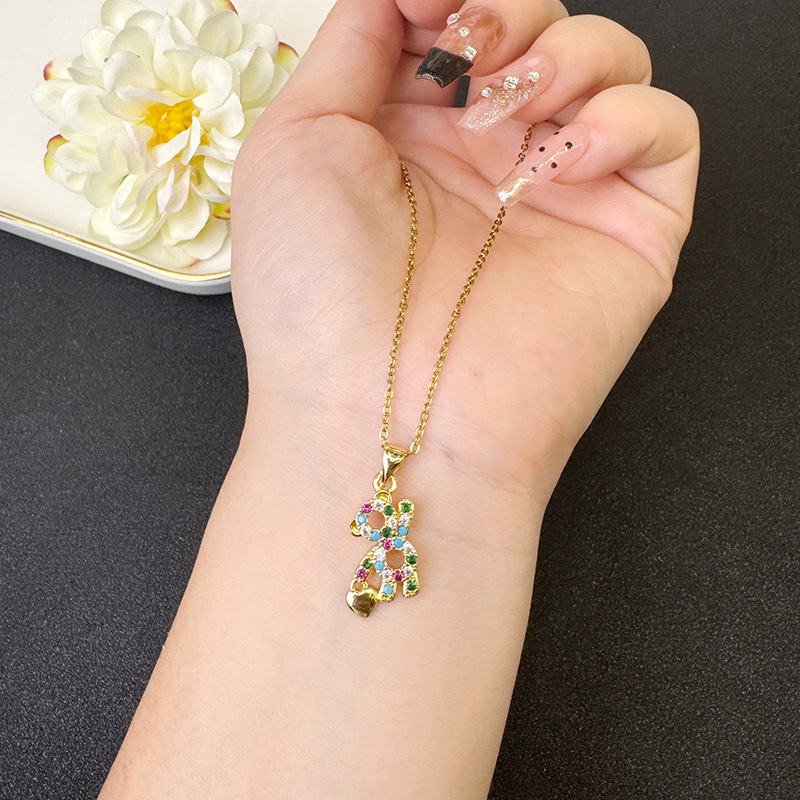 Collar de oro de arena vietnamita, diseño, lindo color, círculo de diamantes, pendientes de oso