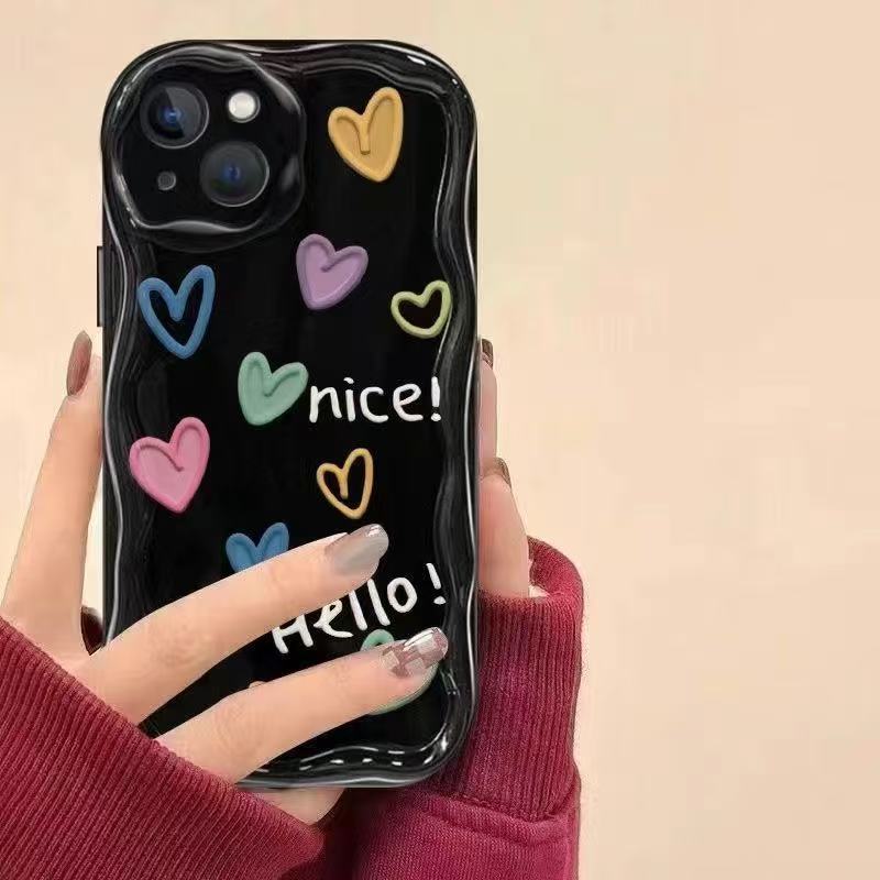 El amor estilo ins se aplica a la carcasa del teléfono móvil iphone15promax transfronterizo 11 Apple 16/14pro Japón y Corea 13/12