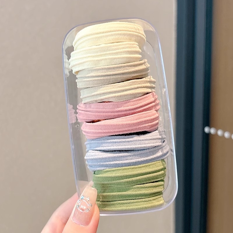 Cauda de caballo alta cuerda no colapsa, alta elasticidad, cubierta de cuero duradera, anillo de cabello de mujer, banda de goma de cabello de mujer, cuerda de cabello gruesa al por mayor