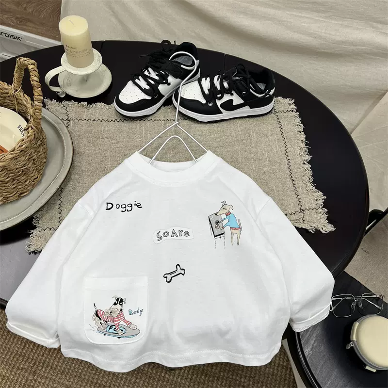 韩版童装男童春装长袖t恤2026新款宝宝时髦洋气百搭圆领上衣春款