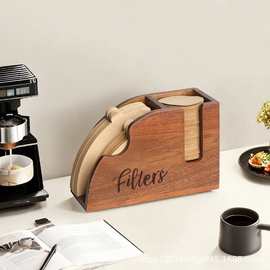 木制咖啡过滤纸收纳盒桌面咖啡厅装饰吧台手冲咖啡滤纸分类整理盒