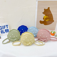 Korean style autumn new children's bag cute bow pearl crossbody bag mini baby shell shoulder accessory bag