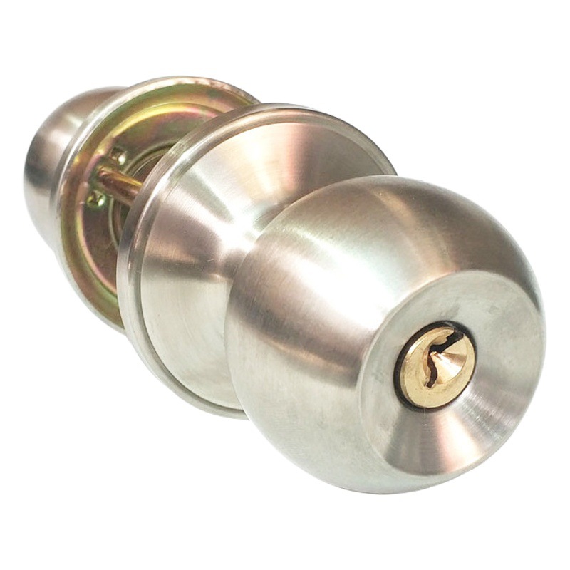 Cerradura de bola de acero inoxidable 587 para puertas de madera de interior, cerradura de bola con núcleo de latón y llave, cerradura de panel de puerta de acero plástico con núcleo de latón.