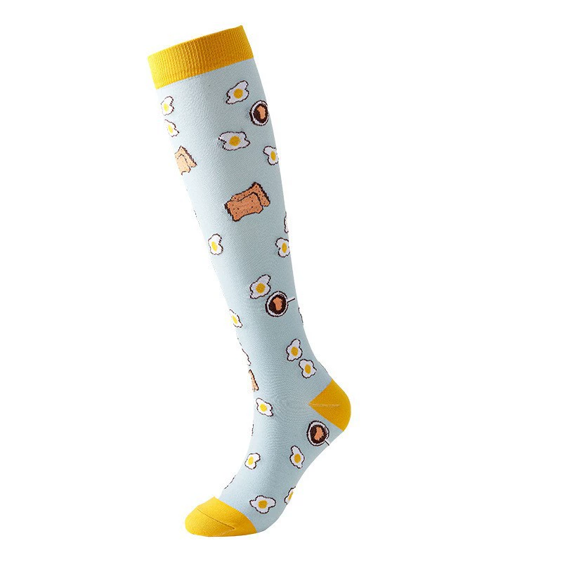 Compression Running Socks, Unisex Jacquard Knee-High Socks, Multiple Patterns, S/M & L/XL