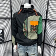 设计师款时尚拼接夹克衫男2023秋季新款韩版宽松个性连帽潮男外套