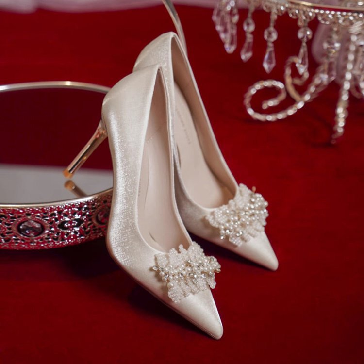 Bridal Flats for Autumn, Women's Flat Wedding Shoes, Versatile for Both Wedding and Maternity Wear, 2023 Wedding, White, Sexy, Height-Enhancing Bridal Flats for Autumn, Women's Flat Wedding Shoes, Versatile for Both Wedding and Maternity Wear, 2023 Wedding, White, Sexy, Height-Enhancing