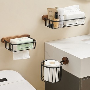 Light Luxury Paper Basket Toilet Side Storage Rack for Toilet Paper Towel Holder Toilet Towel Walnut Storage Tissue Box