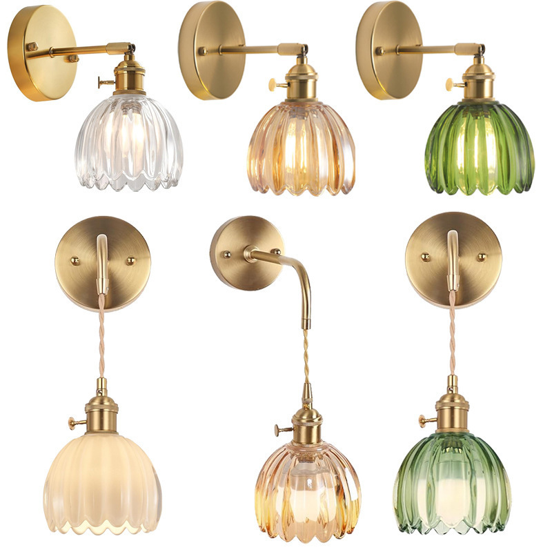 Cross-border Japanese-style retro glass wall lamp Nordic corridor corridor bedside bathroom bathroom mirror front lamp lamp Cross-border Japanese-style retro glass wall lamp Nordic corridor corridor bedside bathroom bathroom mirror front lamp lamp