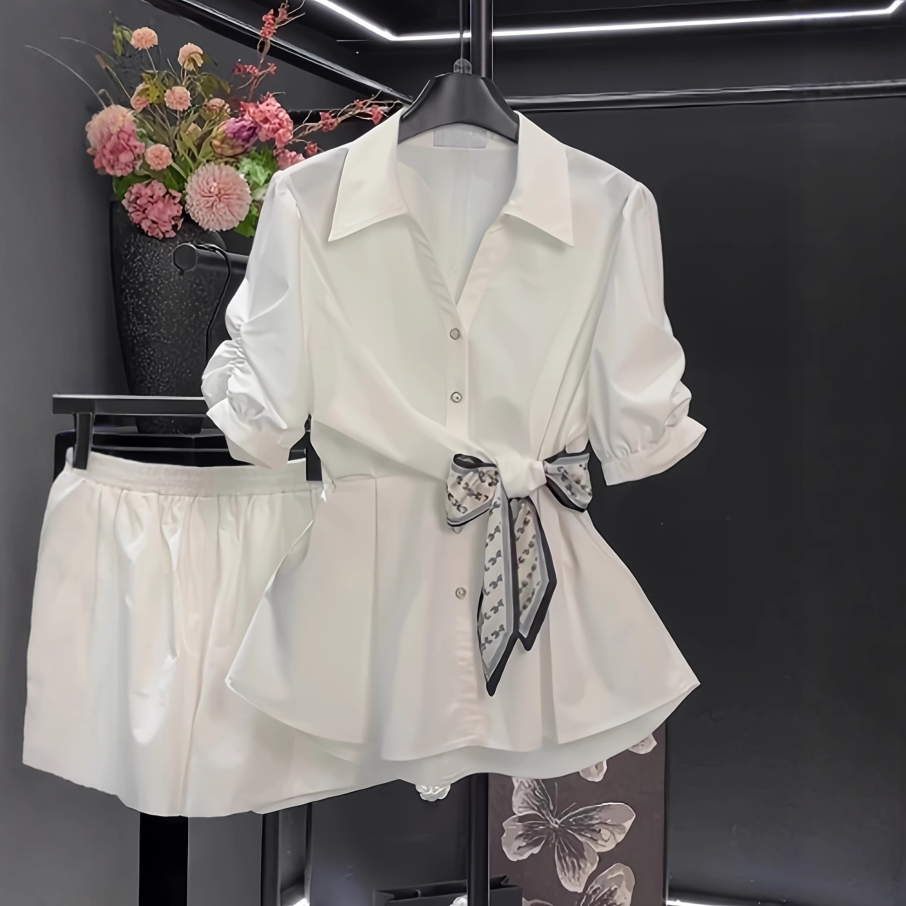 High-End White Women's Chiffon Shirt Women's Summer 2025 New Short-Sleeved Tops Small Shirt Waist Popular Shirt