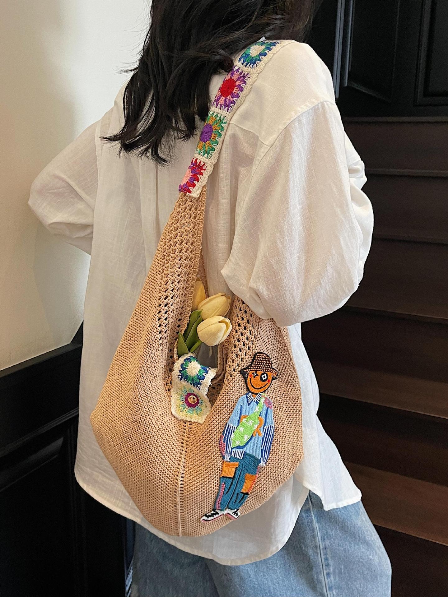 Bolsa de trenzado de vacaciones de verano superfuego frente al mar 2025, nueva gran capacidad, bolsa de trenzado de hierba perezosa, bolsa de relajación, bolsa especial