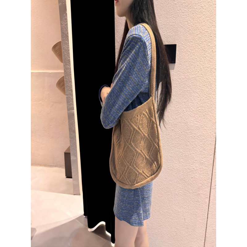 Nuevo bolso de punto 2025 bolso de punto sólido bolso tote bolso de torsión bolso retro bolso de mujer bolso de punto de marea bolso de punto bolso de punto image 3