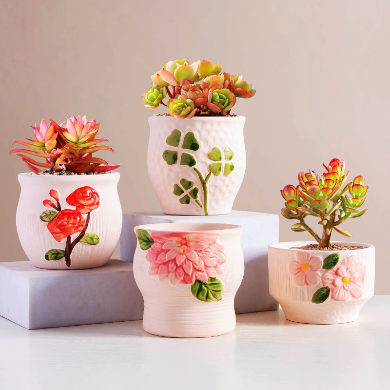 Fleshy Flower Pot Ceramic Mini Small Green Plant Pot Creative Flower Pot Wholesale Stoneware Breathable Thumb Pot Household Fleshy Flower Pot Ceramic Mini Small Green Plant Pot Creative Flower Pot Wholesale Stoneware Breathable Thumb Pot Household