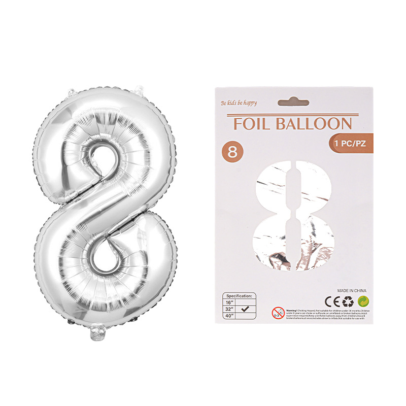 Globo de película de aluminio digital de 32 pulgadas, tarjeta de papel, tapa dura, paquete individual, cuerpo delgado, fiesta digital, globo decorativo flotante