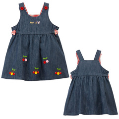 miki children's clothing spring and autumn new style baby girl cartoon bunny cherry embroidery dress suspender skirt on behalf of