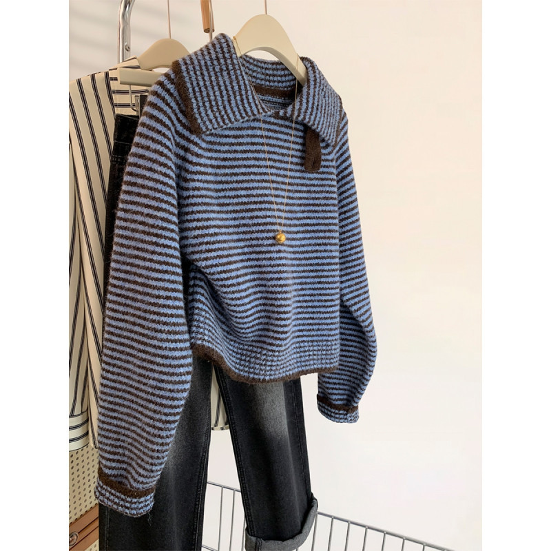 2026 striped pullover sweater for women, autumn and winter 2026 new high-neck loose top for inner and outer wear 2026 striped pullover sweater for women, autumn and winter 2026 new high-neck loose top for inner and outer wear
