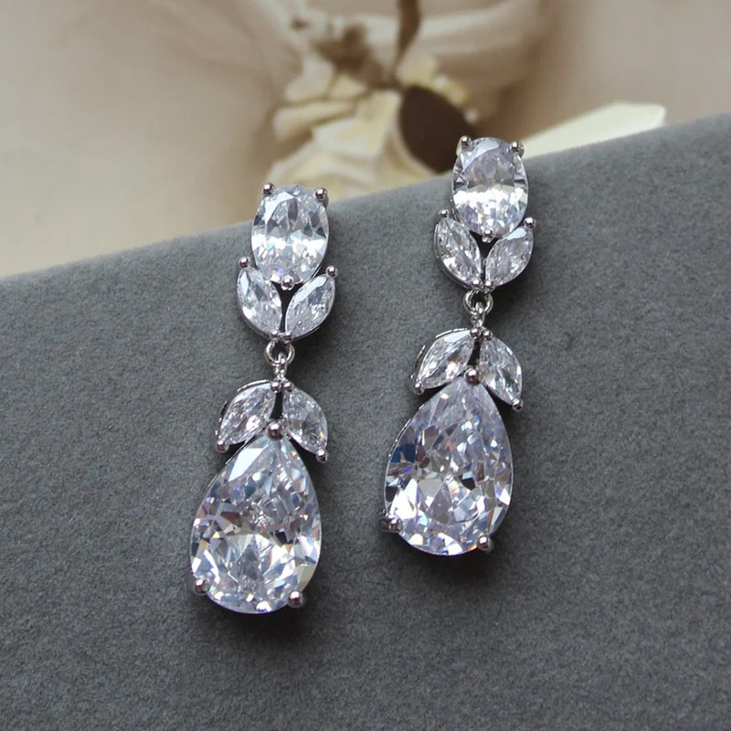 2 teile/satz Unisex Schmuck Mode hochzeit braut schmuck flash Diamant Platz vollen satz von zirkon ring halskette_voghion.com