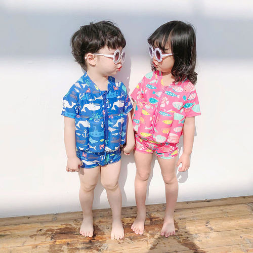 Kids Buoyancy Wetsuit Surfing Suit Unisex Bodysuit Swimwear Cartoon Straight Leg Cute Baby Swimwear