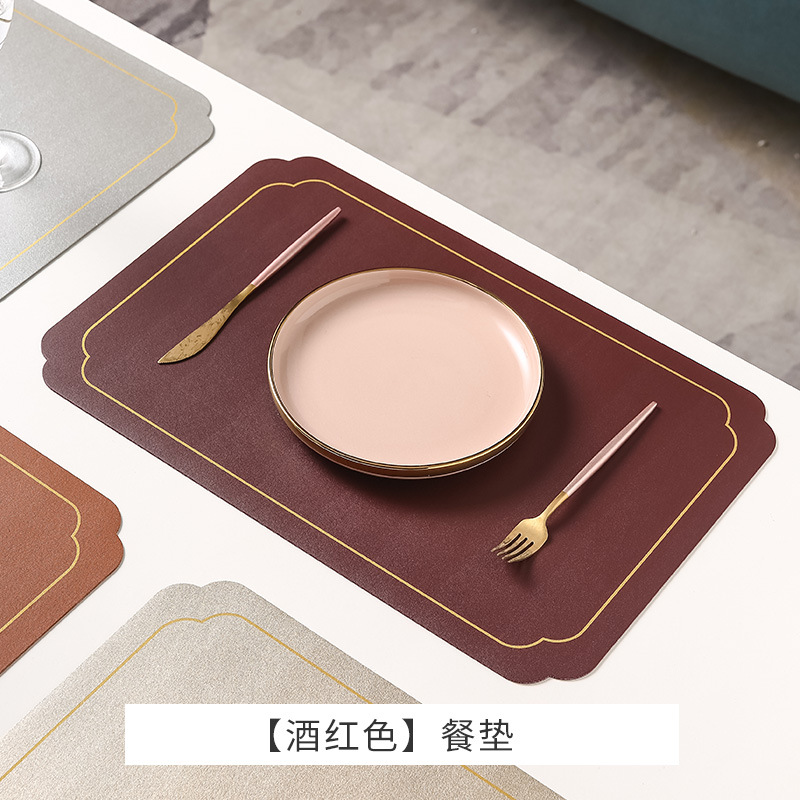 Estilo chino transfronterizo Ruyi Phnom Penh Mantel de cuero Mantel de mesa occidental de alta gama Alfombrilla de mesa redonda impermeable Mantel de hotel