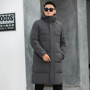 Fat brother fat size 2023 winter new men's plus fat plus size long thick hooded down jacket warm