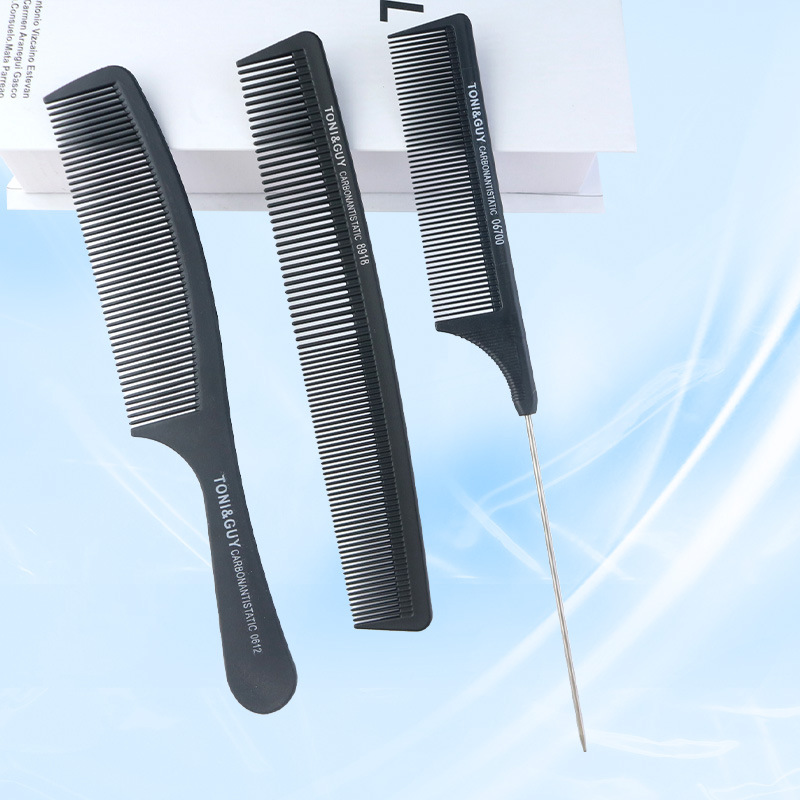 Peine de peluquería de fibra de carbono de venta caliente transfronterizo Peine de peinado para peluquería Peine para recoger peine para el cabello con tapa Tony Peine para cortar el cabello Peine para el cabello