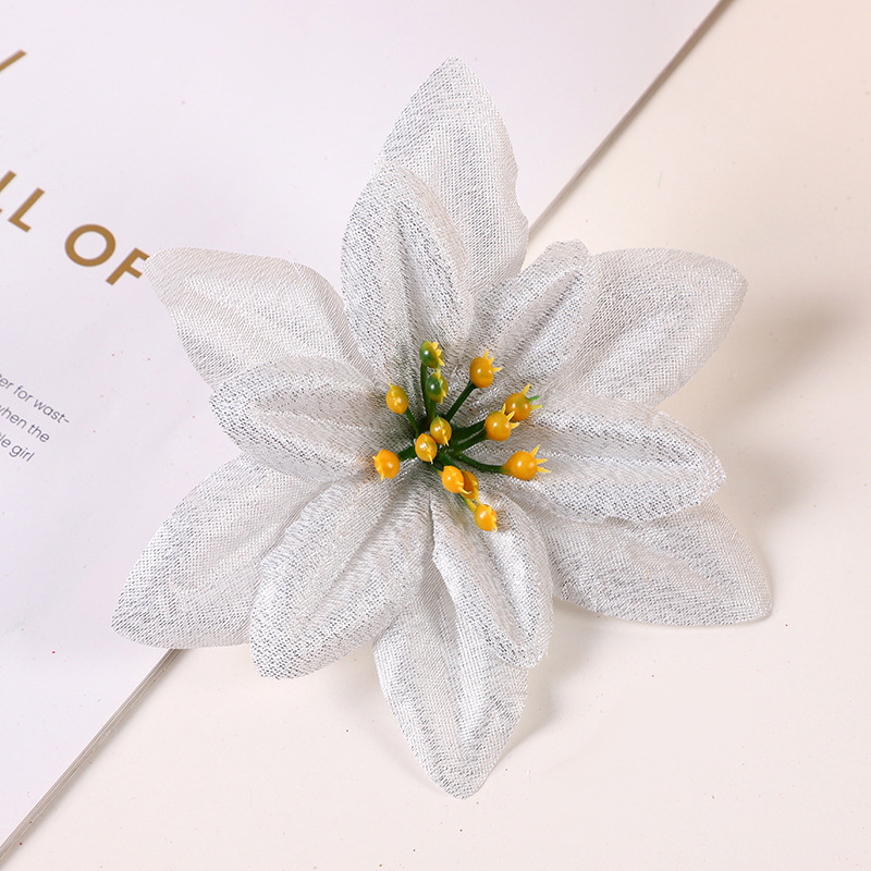 Hexagonal Christmas Double-layer Petal Simulation Flower Christmas Tree Decorations Body Double-sided Christmas Flower poinsettia in stock