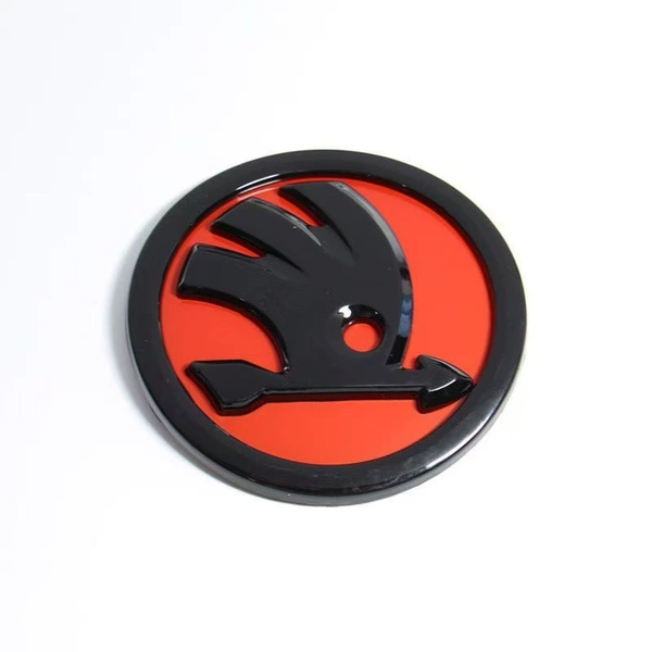 Skoda black red front mark 90mm