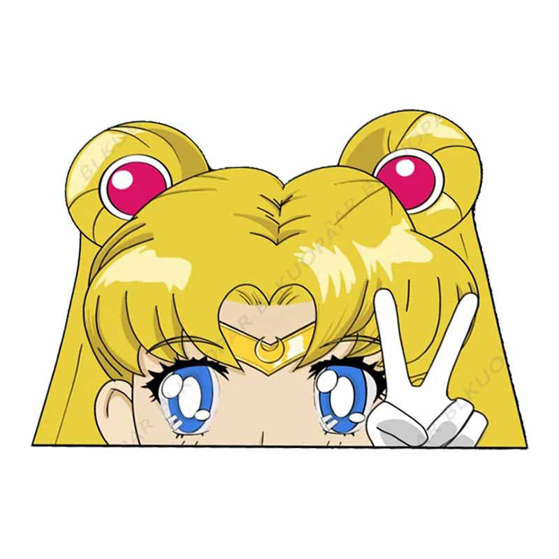 二次元卡通少女车贴比耶个性设计防水防晒装饰贴纸跨境直销