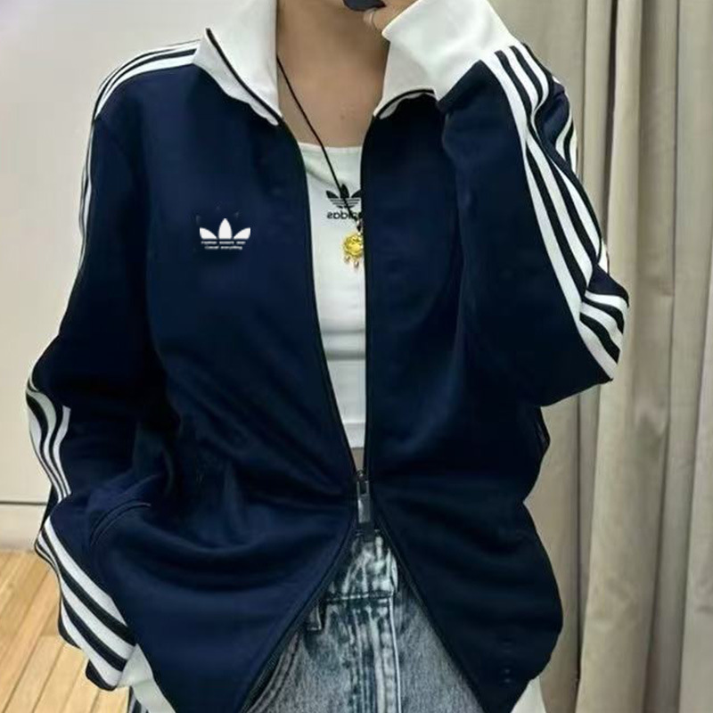 三叶草春秋季新款休闲外套男女同款百搭户外运动服三条杠AD上衣潮|undefined