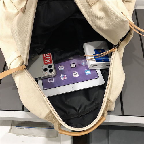 Japanese-style Instagram backpack for women, large capacity casual canvas double shoulder bag, forest-style retro backpack for primary and high school students and college students