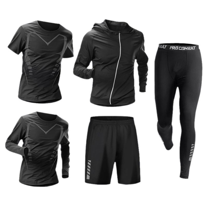 Ropa de fitness para hombres, traje de entrenamiento de baloncesto de alta elasticidad, traje deportivo de secado rápido, traje deportivo de corrida de la mañana, traje deportivo de bicicleta