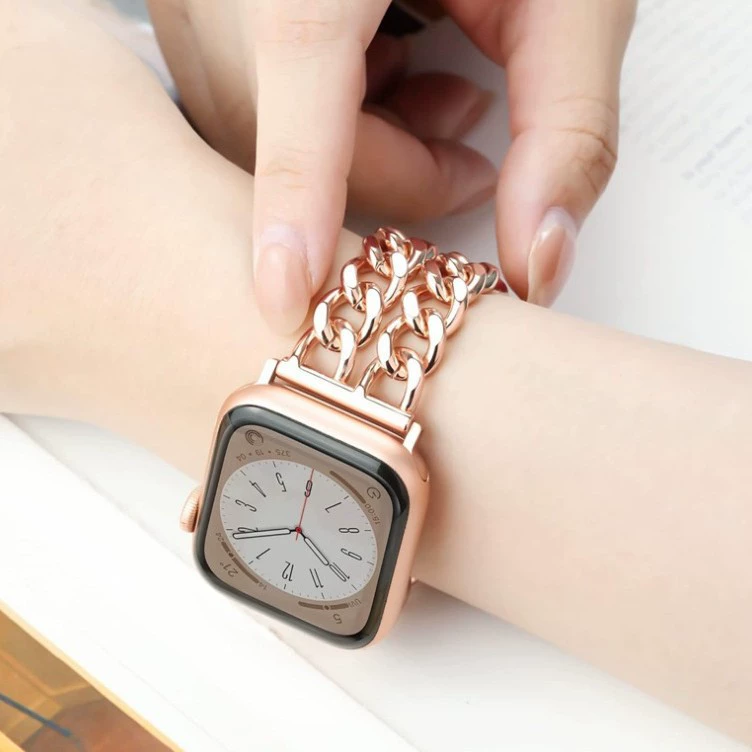 Металлический модный ремешок для часов Apple, джинсовая цепочка-браслет в стиле Chanel