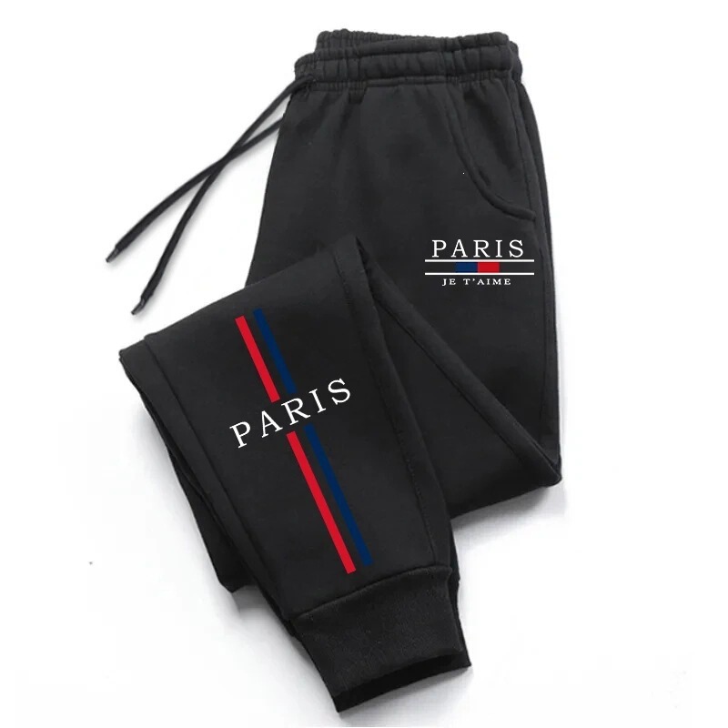 Men's Four-Season Casual Sports Jogging Pants, Men's Urban Fashion Pants, High-Quality Paris Print Home and Outdoor Wear
