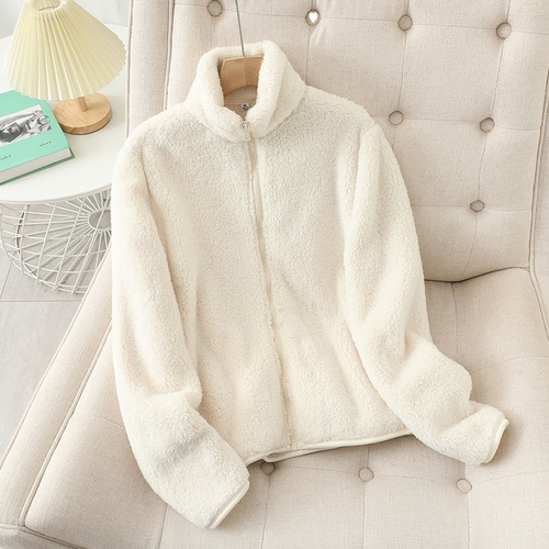 Double-sided long staple Velboa Fleece Jacket for Men and Women Autumn and Winter Fleece Lining Sweatshirt with Coral Fleece Insulation, Warm and Thickened
