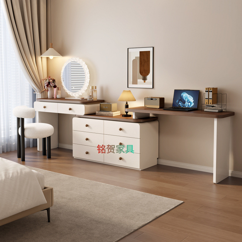 Medieval Solid Wood Dressing Table Storage Cabinet Integrated Cream Modern Simple Cupboard Bedroom Retro Dressing Table Storage