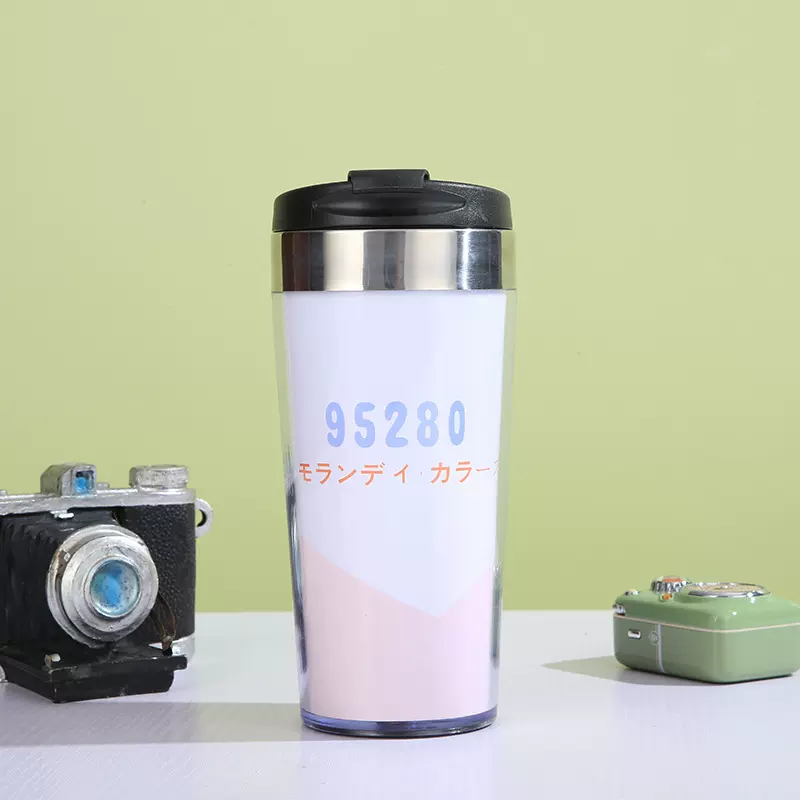 厂家批发双层不锈钢卡纸双层随行杯创意水杯子礼品咖啡杯子