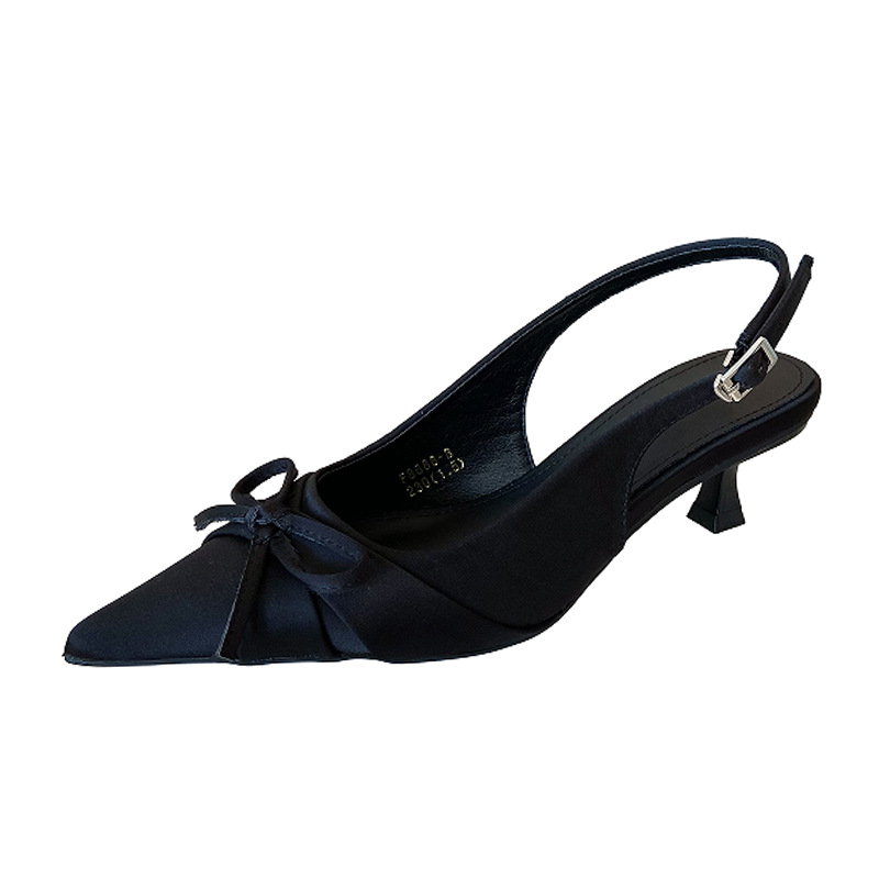 sense Low Heel High Heel Women's Shoes 2025 Summer New Closed Mouth Backless High-end Pointed Head Fine Heel Women's Shoes Fashion Exquisite_voghion.com