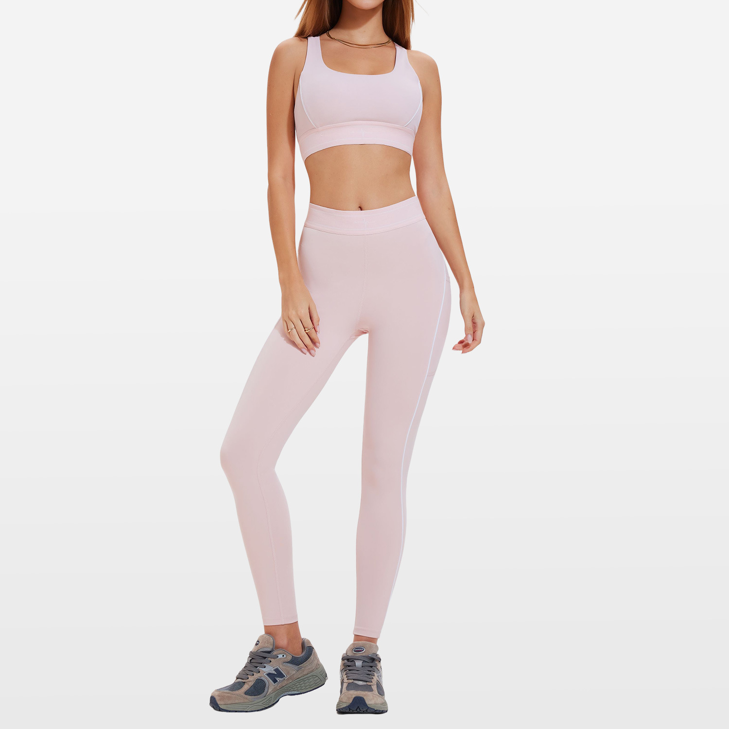 Cross-border nuevo juego deportivo de cintura alta mujer ajustable sujetador de yoga desnudo sensación de correr fitness yoga set image 10