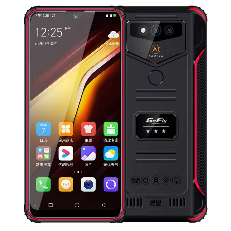 Extra-long smartphone protected from dust, water and shock for elderly, support function for all network communication standards, fall protection, wide screen