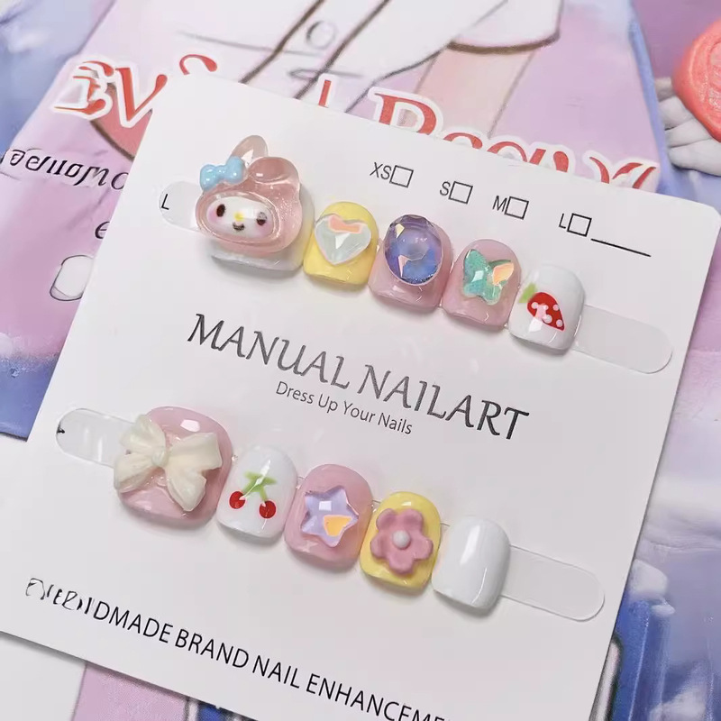 New Style Children's Wearable Nails, Cute Cartoon Style, Pure Handmade Nail Stickers, Finished Product, Fake Nails for Little Girls, Non-Toxic New Style Children's Wearable Nails, Cute Cartoon Style, Pure Handmade Nail Stickers, Finished Product, Fake Nails for Little Girls, Non-Toxic