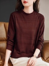 德绒打底衫女装2025秋冬新款中年妈妈长袖t恤大码保暖女士上衣服