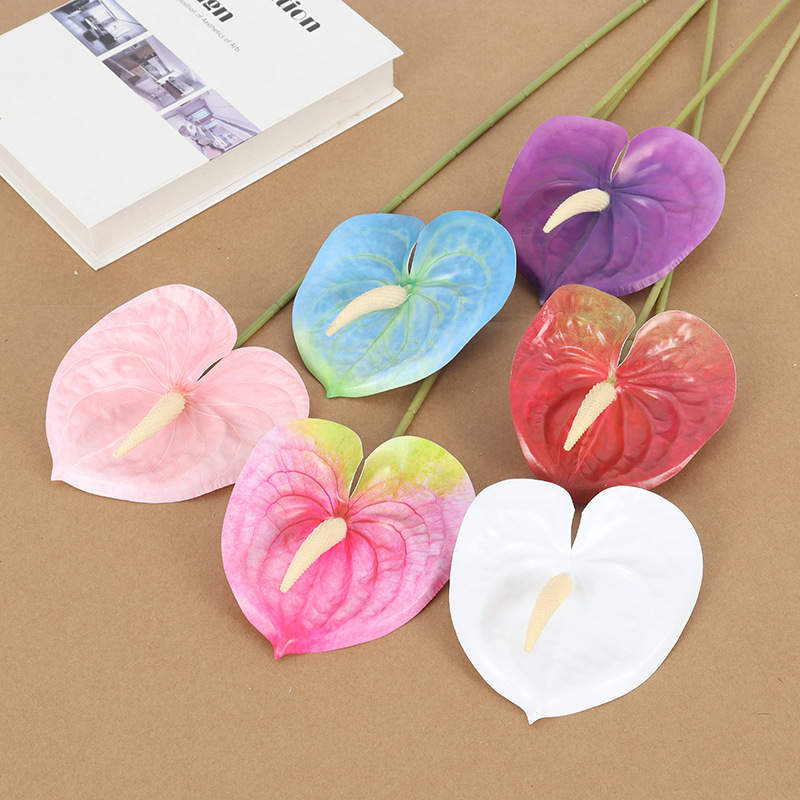 Single 3D Printed Anthurium Tactile Film Artificial Flower Wedding Floral Decoration Fake Flower Road Guide Floor Arrangement Flower Material Wholesale