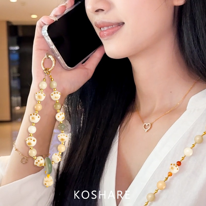 Bodhi Lai Cai Gato Diamante Flash Chain Teléfono móvil de lujo ligero de alto nivel sensación bolso de cristal colgante decoración anti-caída colgante de mano para mujeres